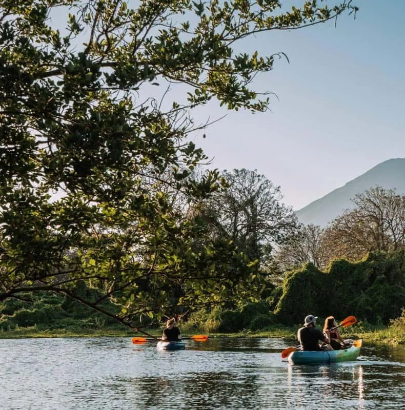 Kayakers on Ometepe waterway in the mangrove kayak product gallery